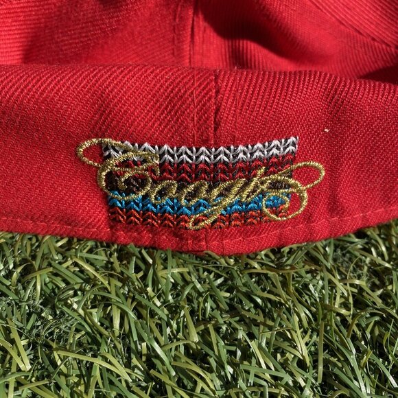 COOGI Mens Fitted Baseball Hat Cap Size 7 3/4 Red Embroidered - Picture 5 of 10
